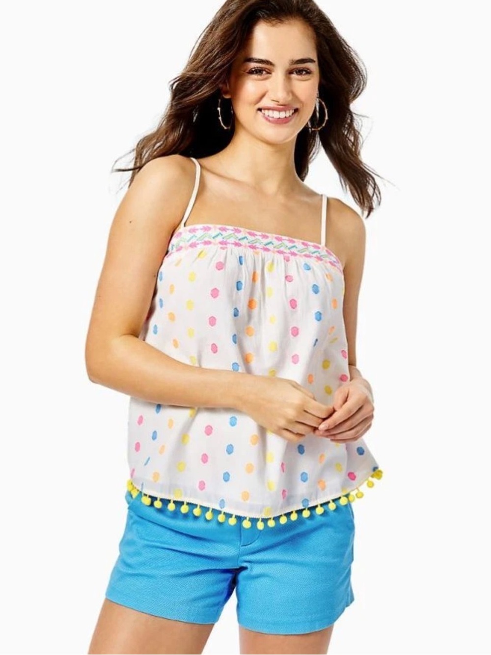 NWT $88 Lilly Pulitzer Byrde Top - Tropical Dot Clip, Size M